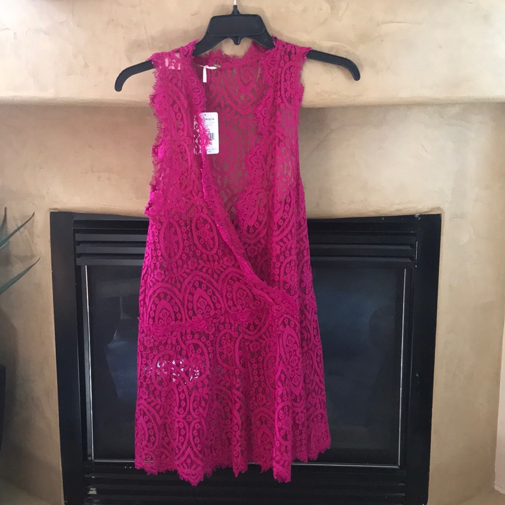 NWT Free people bright orchid lace dress